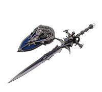 GDHKDDFL Regalos para los Amantes de los Videojuegos, Espada Frostmourne de 30 cm, Escudo Cabeza león Wow, Espada Metal del Rey Exánime, Arma Artes Marciales Espuma, Accesorio for Cosplay