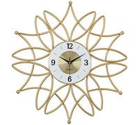 GDHKDDFL Relojes de Pared Grandes, Reloj de Pared con Esqueleto números árabes Europeos, Esfera Abierta, Hierro, Forma Flor, Dorado, 60 x 5 cm