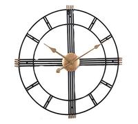 GDHKDDFL Relojes de Pared Grandes, Reloj de Pared Redondo Metal con números Romanos, Esfera Abierta, Negro y Dorado, 50 cm o 60(S)