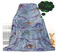Gdindff Manta de Dinosaurio Colorida Que Brilla en la Oscuridad para niños, Manta Suave, esponjosa, cálida y Brillante, Manta de Dinosaurio para Cama, sofá, Manta de Forro Polar, Navidad y