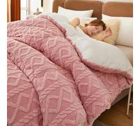 GDJGNUDK Edredón Borrego 150 X 200 Cm para Cama Matrimonio - Edredón Invierno Cálido y Suave con Relleno de Micro Fibra Poliéster, Edredón Reversible Franela y Sherpa(Pink,150x200cm)