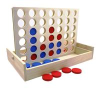 GDJIAJT Connecta 4 Juego de Madera, Clásico Juego Conecta 4 de Estrategia para niños Adultos, Ponga 4 fichas del Mismo Color en una Fila, Juegos de Viaje Juegos de Mesa Familiares Juguetes de Regalo