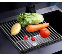 GDJIAYIYI Escurridor de platos enrollable para fregadero, ideal para secar y almacenar platos de cocina