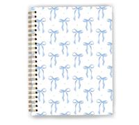 GDJIEGBC Preppy Coquette - Cuaderno de espiral con lazo azul marino, 5.5 x 8.3 pulgadas, diario estético femenino para mujeres, suministros de oficina femenina, diario en espiral, regalos preparados