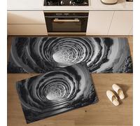 GDJSMIN 2 Piezas Kitchen Mat Floor,Estilo Ciencia Ficción Alfombras Cocina,Túnel En Espiral Alfombra Pasillo,Alfombra Cocina Lavable Antideslizante,Salón,Oficina,Gris