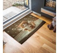 GDJSMIN Alfombra De Pelo Corto,40 X 60 Cm, Felpudo Animales De Dibujos Animados,Lindo Gatito En La Bañera, para Entrada De La Puerta De Casa, Antideslizante, Plegable, para Salón,Color Naranja