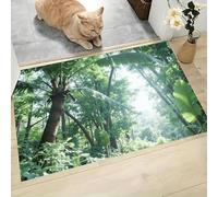 GDJSMIN Alfombra De Pelo Corto,45 X 75 Cm, Felpudo Selva Tropical,Hojas Plátano, para Entrada De La Puerta De Casa, Antideslizante, Plegable, para Salón,Verde Esmeralda