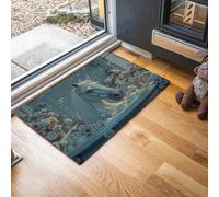 GDJSMIN Alfombra De Pelo Corto,80 X 120 Cm, Felpudo Soñador Y Elegante,Flores Bañera Caballo Blanco, para Entrada De La Puerta De Casa, Antideslizante, Plegable, para Salón,Blanco