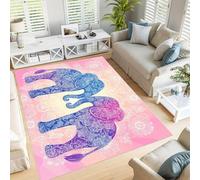 GDJSMIN Alfombra Moderna De Pelo Corto Mullida Parte Inferior Antideslizante Alfombras Elefante Animal Salvaje,Modern Dormitorio Habitación Infantil Oficina Rosa Claro 150×210Cm