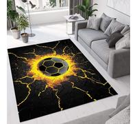 GDJSMIN Alfombra Moderna De Pelo Corto Mullida Parte Inferior Antideslizante Alfombras Fútbol Relámpagos.,Modern Dormitorio Habitación Infantil Oficina Amarillo Mostaza 90×150Cm