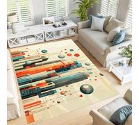 GDJSMIN Alfombra Moderna de Pelo Corto mullida Parte Inferior Antideslizante Alfombras Geometría Rascacielos,Modern Dormitorio Habitación Infantil Oficina Color Naranja 200×300cm