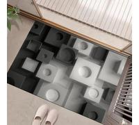 GDJSMIN Alfombra Pequeña Entrada Casa Blanco Y Negro Antideslizante Lavables En Lavadora Tapetes 90 X 150 Cm Habitacion Baño Cocina Exterior Tapete Agujero Redondo Pelo Corto Carpete