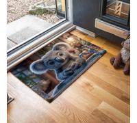 GDJSMIN Alfombra Pequeña Entrada Casa Gris Antideslizante Lavables En Lavadora Tapetes 60 X 90 Cm Habitacion Baño Cocina Exterior Tapete Lavarse Las Manos Lindo Lavabo Forma Koala Pelo Corto Carpete