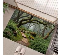 GDJSMIN Alfombra Pequeña Entrada Casa Verde Oliva Antideslizante Lavables En Lavadora Tapetes 90 X 150 Cm Habitacion Baño Cocina Exterior Tapete Camino Piedra La Selva Tropical Pelo Corto Carpete