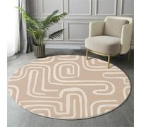 GDJSMIN Alfombra Redonda De Efecto Laberinto, Alfombras Redondas Lavable, Otoño Invierno Cálido Antideslizante Alfombra Salon Redondas para Cocina Habitacion Oficina (140Cm,Beige Claro)