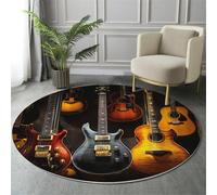 GDJSMIN Alfombra Redonda Ilustración De Guitarra Clásica, Lavable Antideslizante Diámetro De 100Cm, Acústica, para Sala De Estar, Dormitorio,Pasillo, Estudio,Mesa De Centro,Mesita