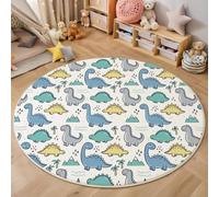 GDJSMIN Alfombras Redondas Antideslizantes para Dormitorio,Animales Dibujos Animados,Elementos Dinosaurios, Suave Lavable A Máquina, Alfombras De Suelo Que No Se Desprenden,60Cm