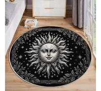 GDJSMIN Alfombras Redondas Antideslizantes para Dormitorio Y Sala De Estar,Diseño Cósmico Celestial,Patrones Plantas Solares, Suave Lavable A Máquina, Alfombras De Suelo Que No Se Desprenden,100Cm