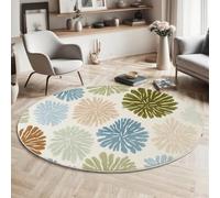 GDJSMIN Alfombras Redondas Azul 100cm Alfombra Salon Antideslizante Alfombras Lavables En Lavadora Alfombra Habitacion Dormitorio Comedor Formas Geométricas De Pétalos Tapete Quarto Pelo Corto
