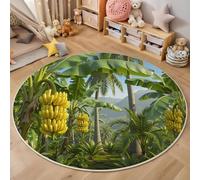 GDJSMIN Alfombras Redondas Verde Esmeralda 80Cm Alfombra Salon Selva Tropical Realista Antideslizante Alfombras Lavables En Lavadora Paisaje Platanero Alfombra Habitacion Dormitorio Comedor