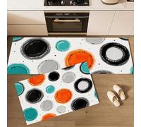 GDJSMIN Alfombrillas De Cocina,Patrón Circular Juego De Alfombras De Cocina De 2 Piezas,Arte Abstracto Alfombras De Cocinas Absorbentes De Agua,50×80Cm+50×120Cm, Naranja