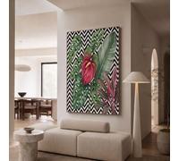 GDJSMIN Arte De Pared Sin Marco 60×90 cm,Hojas Líneas Monstera Pintura En Lienzo,Estilo Bohemio Lienzos Decorativos Para Pared Pintura Para Dormitorio Cocina,Verde Salvia