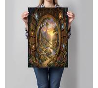 GDJSMIN Arte De Pared Sin Marco 80×120 Cm,Biblioteca Arroyo Montaña Pintura En Lienzo,Bosque De Libroslienzos Decorativos Para Pared Pintura Para Dormitorio Cocina,Marrón