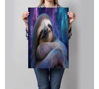 GDJSMIN Arte De Pared Sin Marco, Póster De Lindo Perezoso, Pintura En Lienzo, 70×100 Cm, Decoración De Pared Con Cielo Estrellado De Ensueño, Obras De Arte Para Sala De Estar Dormitorio, Azul