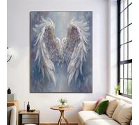 GDJSMIN Azul Claro Estilo Fantasía Pósters De Arte De Pared Decoración De Dormitorio,Alas De Ángel Blancas Decorativas Impressions Sobre Lienzo Cuadros,Sin Marco 70×100 cm