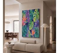 GDJSMIN Cuadro en Lienzo Plantas Tropicales 60×90 cm para Dormitorios Cuadro Decorativos Monstera Deliciosa Hoja Palma Lienzos Decorativo Pared Comedor Decoracion Pasillo, Verde