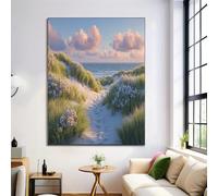 GDJSMIN Cuadros Decoracion Dormitorios Grandes, 80×120 Cm Paisaje De Dunas S Lienzos Decorativos Pared Salon, Cuadros Decoracion Pared Césped Verde De Playa, Verde Salvia Wall Art Comedor