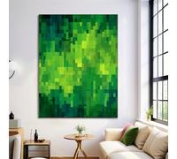 GDJSMIN Cuadros Decoracion Salon Diseño De Bloques Verdes Lienzos decorativos 70×100 cm Cuadro Sobre Lienzo Estilo Pixel Art Dormitorio Cocina Cuadros Pared Imágenes Wall Art Prints Decor