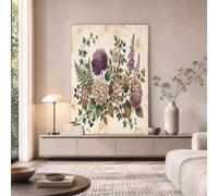 GDJSMIN Cuadros Decoracion Salon Flores Jardín, Lienzos Decorativos Pared Dormitorios, Laminas Decorativas Pared Hortensia Rosa Hojas Verdes, Wall Art Pasillo 80×120 cm - Verde Oscuro