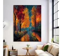 GDJSMIN Cuadros Decoracion Salon Paisaje Del Parque, 70×100 cm Grandes Laminas Decorativas Pared Dormitorios, Lienzos Decorativos Pared Bosques Otoñales, Wall Art Comedor Pasillo Baño