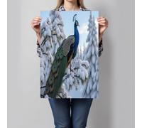 GDJSMIN Cuadros Decoracion Salon Ramas De Pino Pavo Real Macho Decorativos 40×50 Cm Cuadro Sobre Representación Naturalista Dormitorio Cuadros Pared Imágenes Wall Artcolor Azul Decor Canvas