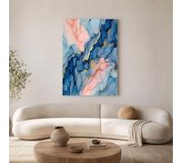 GDJSMIN Cuadros Decoracion Salon Textura Abstracta Mármol, Lienzos Decorativos Pared Dormitorios, Laminas Decorativas Pared Vetas Doradas, Wall Art Pasillo 30×40 Cm - Azul Rosa