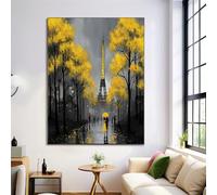 GDJSMIN Cuadros Decoracion Salon Torre Eiffel Amarilla Lienzos Decorativos 40×60 Cm Cuadro Sobre Lienzo Paisaje Urbano De París Dormitorio Cocina Cuadros Pared Imágenes Wall Art Prints Decor