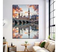 GDJSMIN Cuadros Decoracion Salon Vista De La Casa Del Big Ben Lienzos decorativos 80×120 cm Cuadro Sobre Lienzo Londres Inglaterra Dormitorio Cocina Cuadros Pared Imágenes Wall Art Prints Decor