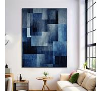 GDJSMIN Cuadros Diseño Minimalista Quadros Sin Marco Patrón Cuadrado Geométrico Cuadros Decorativas Pared para Salon Dormitorio Oficina 40×50 cm,Índigo