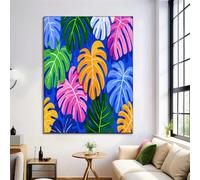 GDJSMIN Cuadros Hojas De La Jungla Quadros Sin Marco Ilustración De Una Hoja De Monstera Cuadros Decorativas Pared Para Salon Dormitorio Oficina 40×50 Cm,Rosa