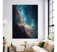 GDJSMIN Cuadros Paisaje Espacial Cósmico Quadros Sin Marco Escena De Nebulosa Cuadros Decorativas Pared para Salon Dormitorio Oficina 50×70 cm,Azul Oscuro