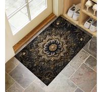 GDJSMIN Felpudo Entrada 40 X 60 Cm, Alfombra Entrada Casa Antideslizante Estilo Barroco, Felpudo Absorbentes Lavable Patrones De Mandalas Complejos, Alfombrilla para Puerta Interior,Bronce