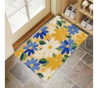 GDJSMIN Felpudo Entrada 40 X 60 Cm, Alfombra Entrada Casa Antideslizante Texturas De Plantas Y Flores, Felpudo Absorbentes Lavable Patrón Floral Abstracto, Alfombrilla para Puerta Interior,Amarillo