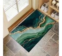 GDJSMIN Felpudo Entrada 50 X 80 Cm,Textura De Mármol Verde Alfombra Absorbente Entrada Y Lavable,Estilo De Arte Abstracto Alfombrilla Exterior Antideslizante De La Casa,Esmeralda