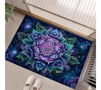 GDJSMIN Felpudo Entrada 60 X 90 Cm, Alfombra Entrada Casa Antideslizante Estilo De Arte Fantástico, Felpudo Absorbentes Lavable Mandala Psicodélico, Alfombrilla para Puerta Interior,Púrpura
