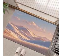 GDJSMIN Felpudo Entrada 60 X 90 Cm, Alfombra Entrada Casa Antideslizante Paisaje Nórdico, Felpudo Absorbentes Lavable Patrón De Heno De Las Colinas, Alfombrilla para Puerta Interior,Rosa Claro