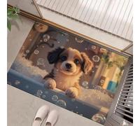 GDJSMIN Felpudo Entrada 80 X 120 Cm, Alfombra Entrada Casa Antideslizante Estilo Lindo, Felpudo Absorbentes Lavable El Cachorro Se Sentó Bañera Espuma, Alfombrilla para Puerta Interior,Beige