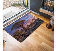 GDJSMIN Felpudo Entrada 80 X 120 Cm,Majestuoso Bosque Árboles Carcaj Alfombra Absorbente Entrada Y Lavable,Vista del Amanecer Alfombrilla Exterior Antideslizante De La Casa,Naranja-Rojo