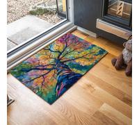GDJSMIN Felpudo Entrada Amarillo, Absorbente Alfombra Entrada 60X90 Cm,Estilo De Pintura Al Óleo Empastada Alfombra Lavable Antideslizante,Mirando hacia Arriba Al Dosel del Álamo Pasillo Tapete