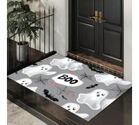 GDJSMIN Felpudo Entrada Casa 90 X 150 Cm, Alfombra Entrada Casa Interior Antideslizante Telaraña Fantasma, Lavable Felpudo De Alfombrilla Fondo De Halloween, Interior Tapete Gris